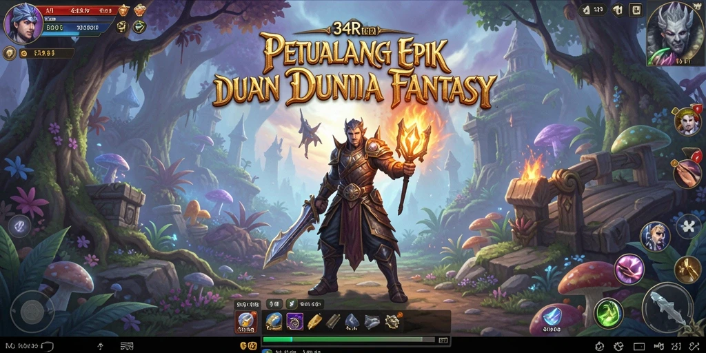 Tampilan gameplay seru dalam dunia fantasi 34R.