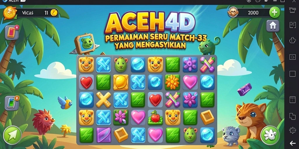 Tampilan gameplay seru dari ACEH4D dengan permata warna-warni.