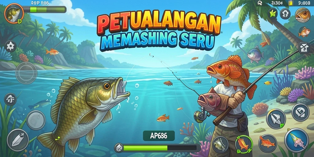 Tampilan menarik dari gameplay memancing di AP686.
