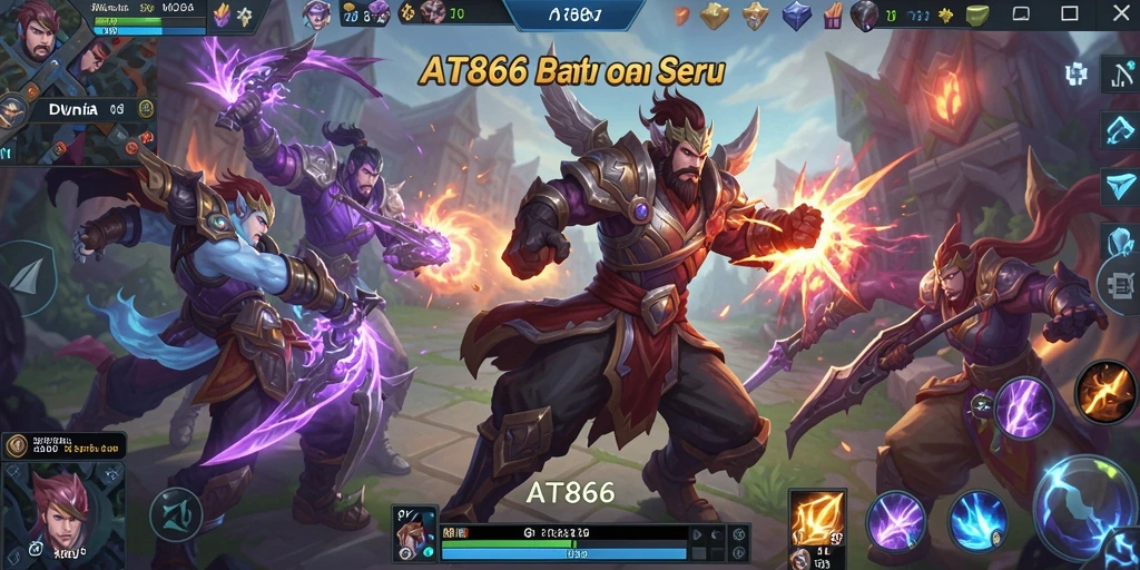Screenshot gameplay AT866 yang menunjukkan aksi MOBA yang seru.