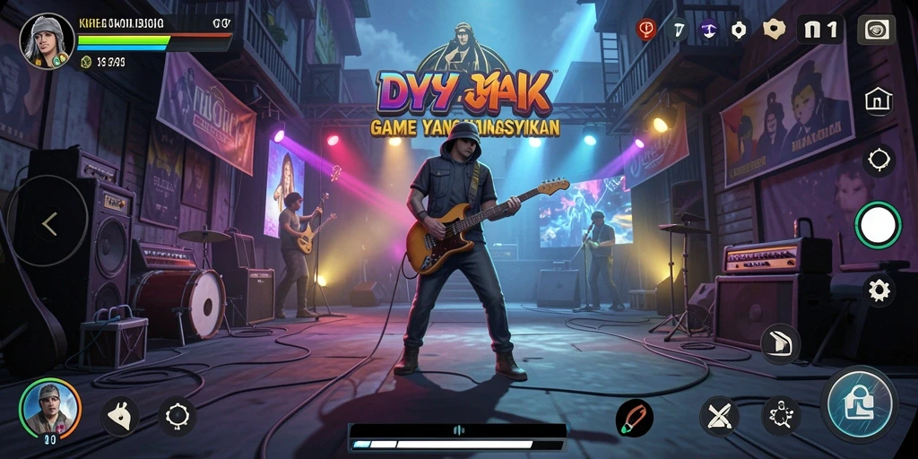 Tampilan gameplay DY01 dengan berbagai mode musik yang seru.