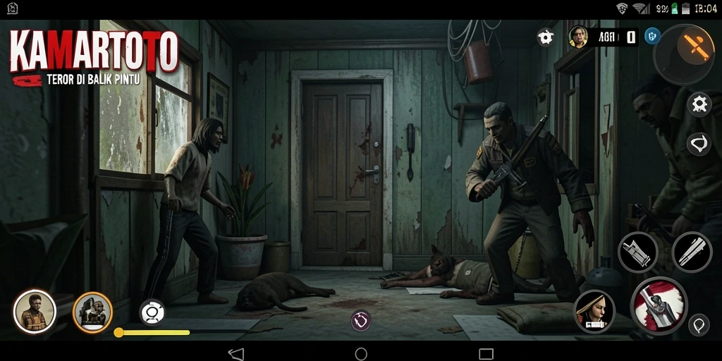 Screenshot gameplay KAMARTOTO menampilkan suasana Horror yang mendalam.