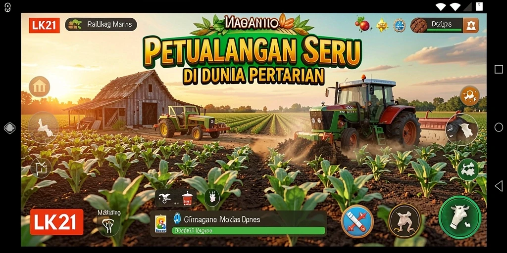 Tampilan gameplay LK21 yang memukau dengan lahan pertanian yang subur.